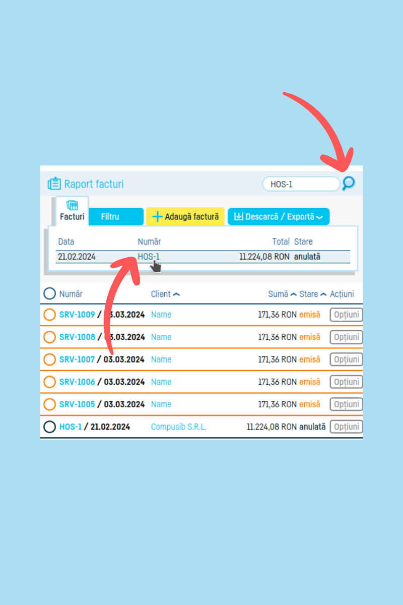 Cum trimit o factură pe e-mail direct din aplicație - pasul 4