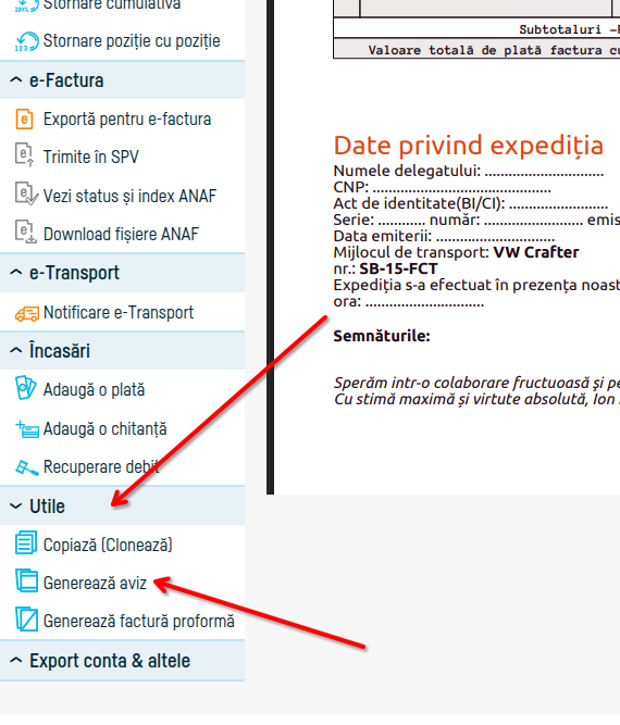 Cum adaug un aviz de însoțire a mărfii? - pasul 12