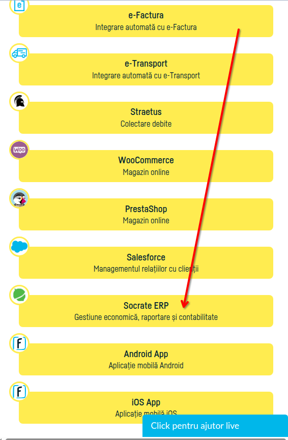 Cum activezi și configurezi integrarea cu Socrate ERP - pasul 2