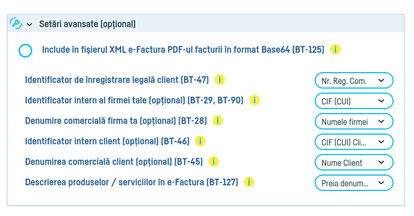 Cum folosești setările avansate e-Factura - pasul 3