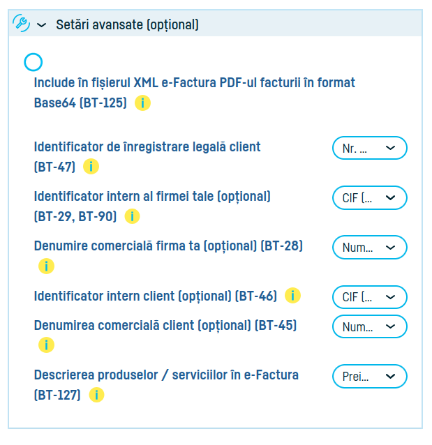 Cum folosești setările avansate e-Factura - pasul 3