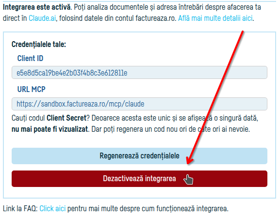 Cum conectezi Claude.ai la factureaza.ro - pasul 15