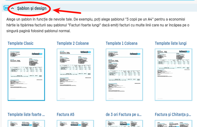 Cum schimb șablonul facturii? - pasul 1