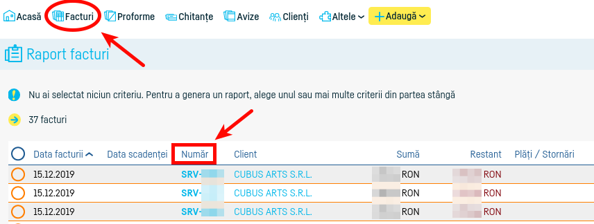 Cum stornez o factură? - pasul 1