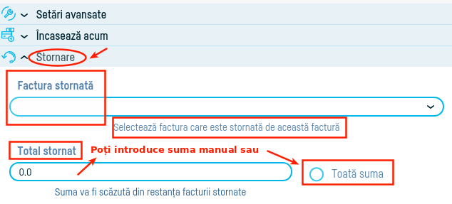 Cum stornez o factură? - pasul 2