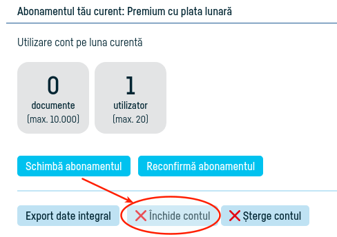 Cum îmi închid contul la factureaza.ro? - pasul 3