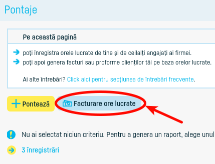 Cum emit o factură pe baza pontajului? - pasul 2