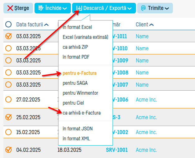 Cum descarc mai multe facturi? - pasul 4
