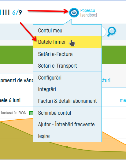 Actualizarea datelor firmei mele  în contract - pasul 1