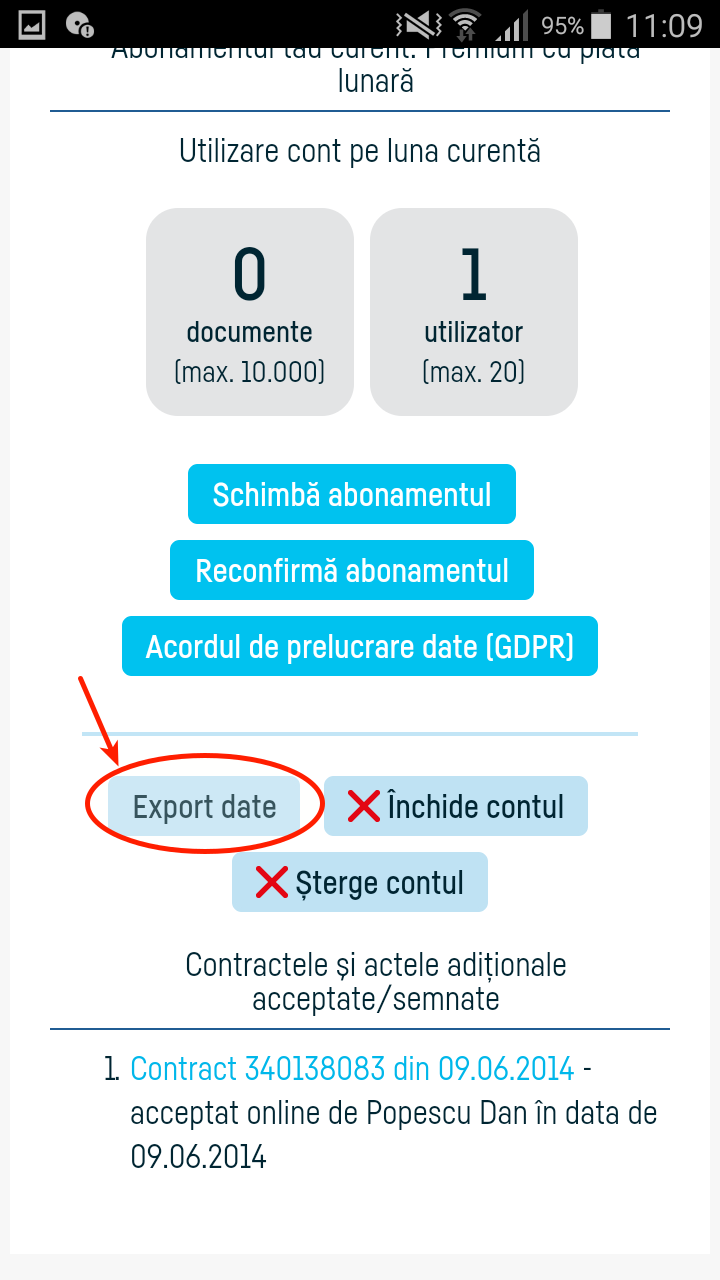 Cum pot exporta datele asociate contului meu? - pasul 3