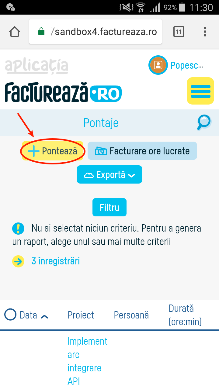 Ce este pontajul? - pasul 3