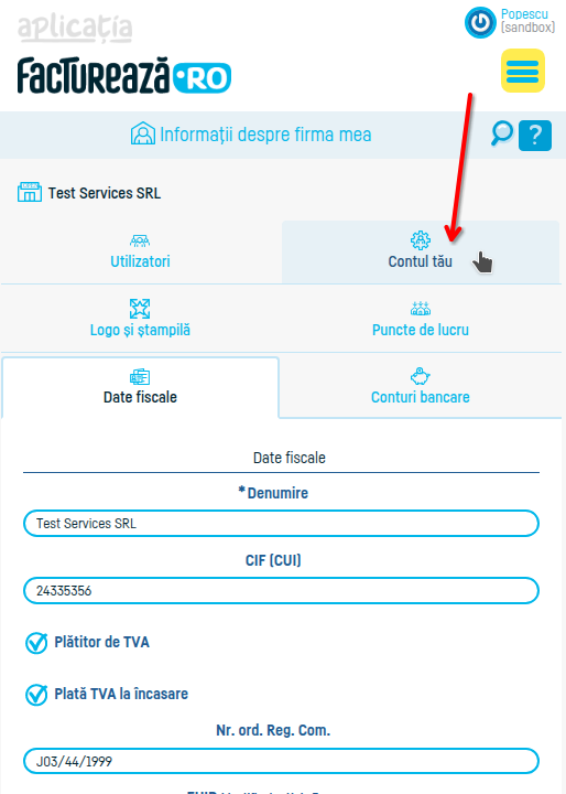 Actualizarea datelor firmei mele în contract - pasul 2