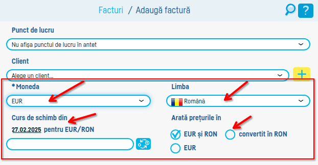 Cum fac o factură în valută? - pasul 1