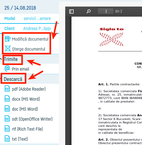 Generare document dintr-un model de document standard - pasul 5