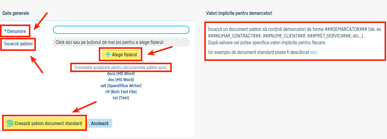 Cum definesc un model de document standard? - pasul 4