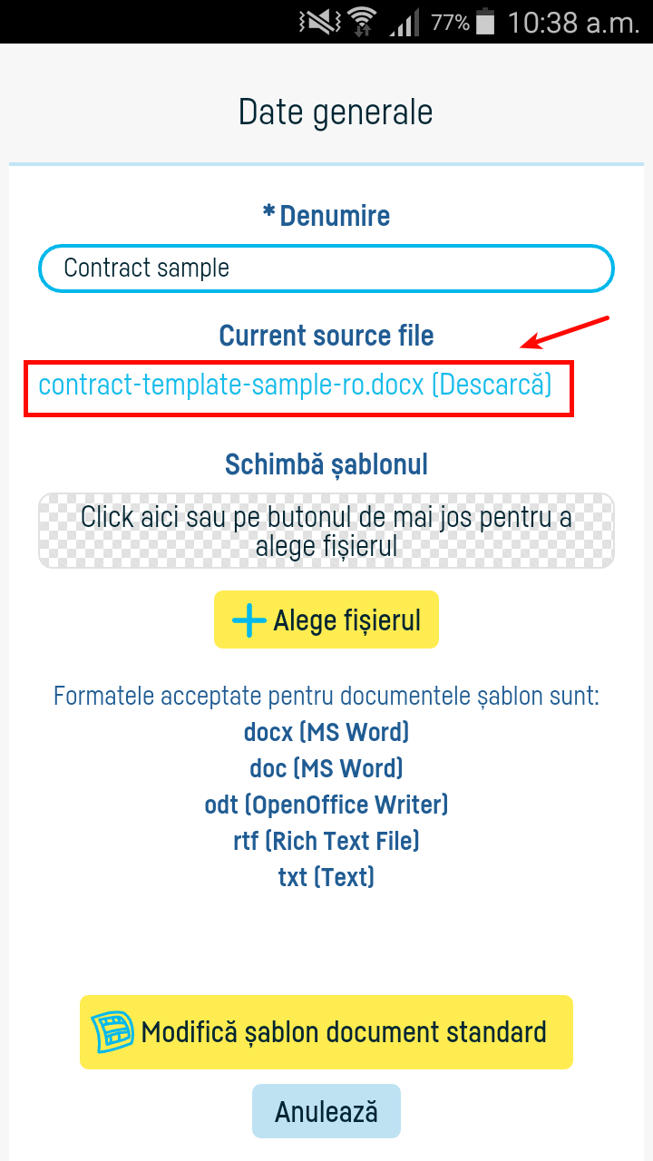 Cum definesc un model de document standard? - pasul 4