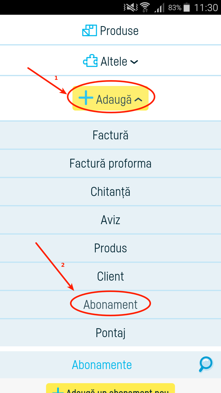 Abonamente care emit facturi automat - pasul 1