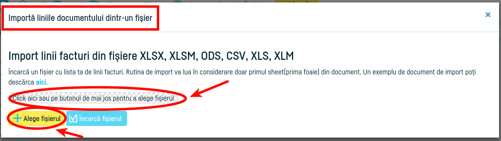 Import linii din documente în factura ta - pasul 2