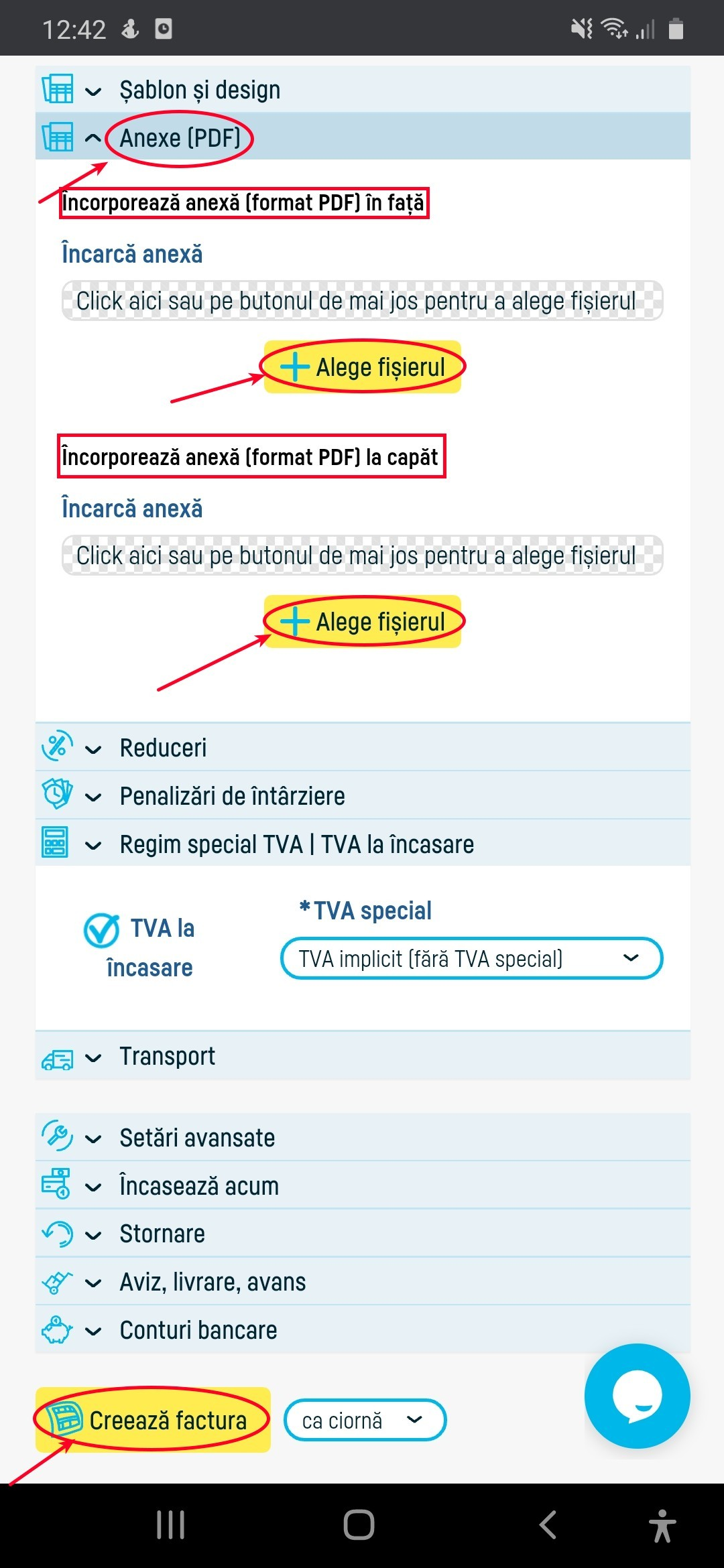 Adăugare anexe direct din formularul de comandă - pasul 1