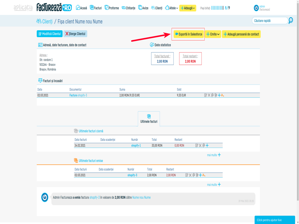 Instrucțiuni instalare modul Salesforce - pasul 8