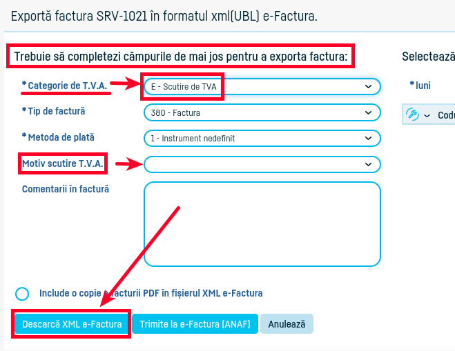 Generarea fișierelor XML(UBL) pentru e-Factura - pasul 3