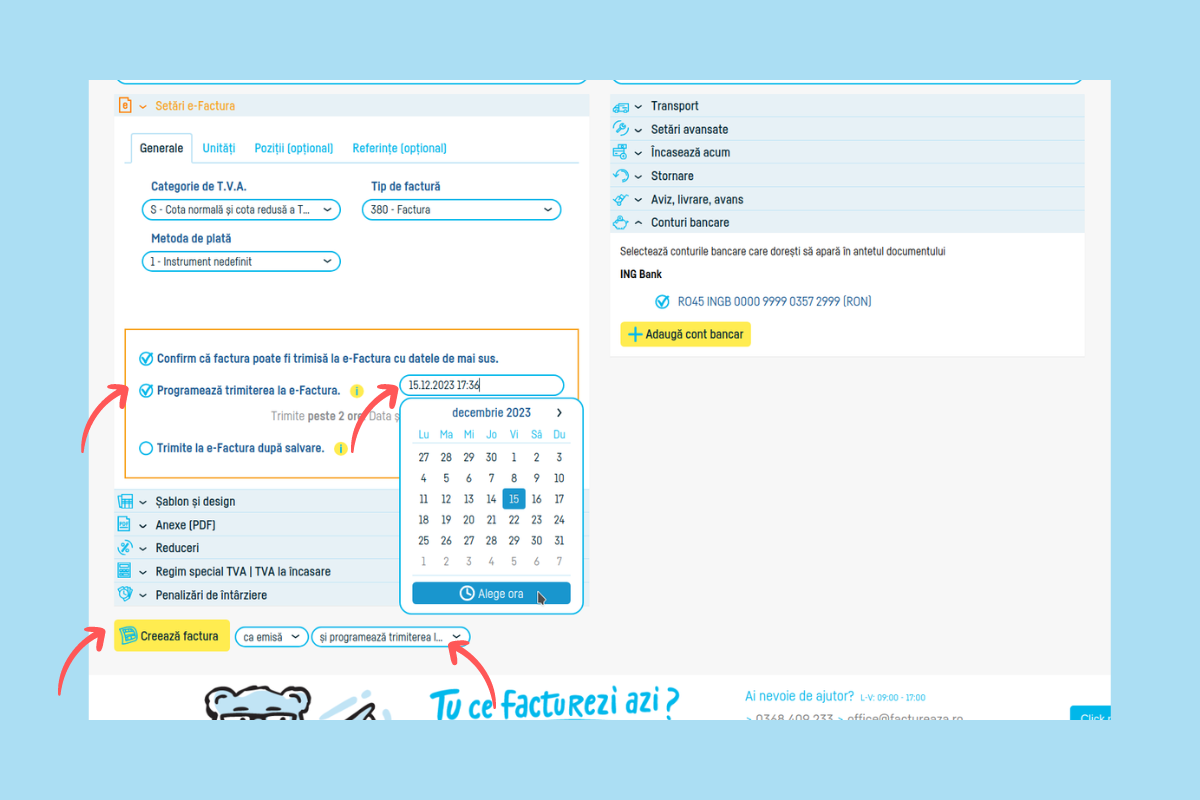 Generare și trimitere e-facturi în SPV ANAF - pasul 8